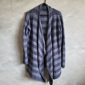 Barefoot Dreams Womens Bamboo Chic Lite Striped Cardigan Sweater Size L/XL Blue